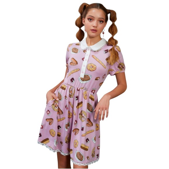 Kiki's delivery service Dresses & Skirts - Kiki's Delivery Service Size Medium Sweets Dress Pink Peter Pan Collar Ghibli